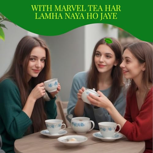 Image of Marvel Tea Gift Pack Combo of 4 Flavour (Elaichi, Masala, Adrak & Tulsi Tea Packs - 250g Each Loose Tea) Strong, Kadak CTC, Handpicked Chai from Assam & Darjeeling, Refreshing & Rich Taste