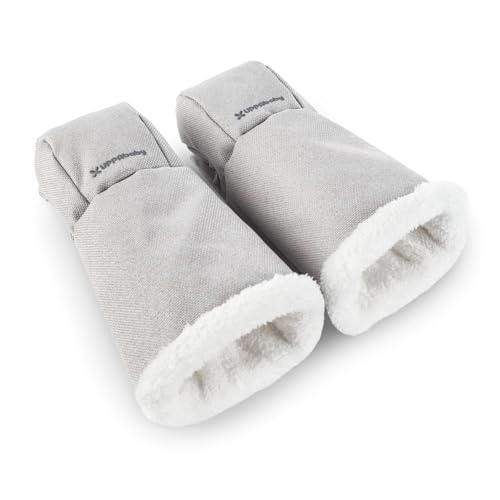 Image of UPPAbaby CozyHandmuff - Easily Attaches to Stroller Handlebars - Ultra-Plush, Weather-Proof Hand Protection - Savannah (Pearl Grey Mélange)