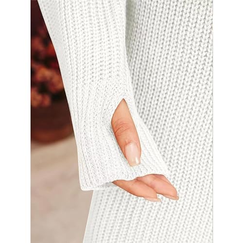 Robe pull col roulé à ourlet fendu : tricot stretch et chaud
