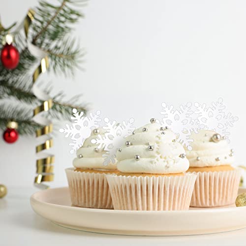 34 Pieces Snowflake Cake Toppers Happy Birthday Cake Topper Set Blue Cake Decorations Cupcake Picks Easter Party Decoration Double Layers Silver And Blue Cake Toppers For Birthday #TOP5