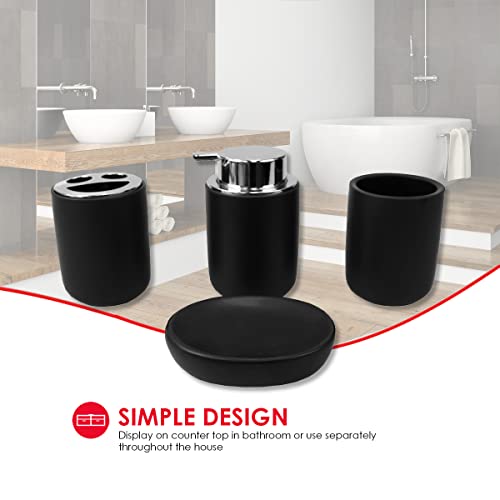 Home Basics Luxem 4 Piece Ceramic Bath Accessory Set (Black, 1) | Matte Finish | Neutral Color | Extremely Durable - Image 6