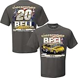 Checkered Flag Spors Christopher Bell Patriotic Charcoal 2-Spot T-Shirt Gray (US, Alpha, XX-Large, Regular, Regular, Gray)