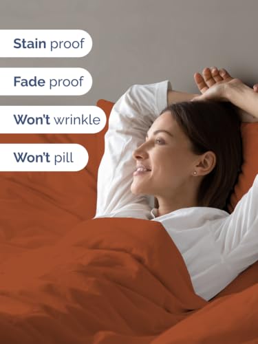 Image of Duvet Cover Super Queen Size - 3 Piece with Zipper Closure - Terracotta