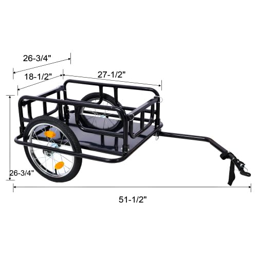 Foldable Bike Cargo Trailer with Universal Bike Hitch, Bicycle Wagon Trailer with 16