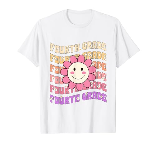 Groovy 4th Grade Back To School Retro Groovy Quarto Grado Maglietta