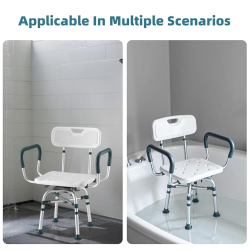 Swive Shower Chair with Arms and Back, 500 lbs Heavy Duty Shower Seat for Inside Shower Stall and Bathtub, Height Adjustable Safety Bath Seat for Elderly, Adults, Handicap and Disabled by Aidwaygo - Image 7
