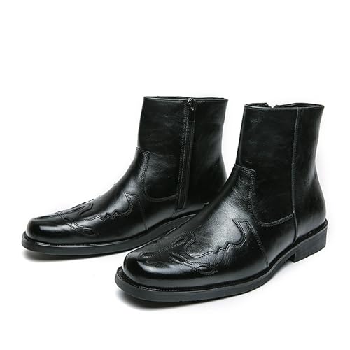 Men's Fashionable Leather Boots, Practical Wear-Resistant Equestrian Boots, Small Medium-Sized Leg Buckle Military Training Combat Outdoor Hiking Shoes