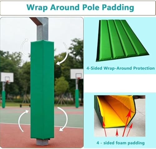Heavy-Duty Basketball Pole Pad, Indoor/Outdoor Foam Padding for Square Posts, 6FT Protective Cover for Playground, Gym & Backyard Use