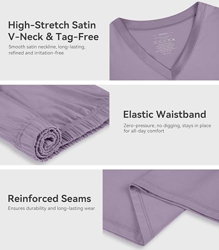 Image of WiWi Viscose from Bamboo Pajamas Set for Women Super Soft Short Sleeve Cooling Summer Plus Size Pjs Sets Sleepwear S-4X