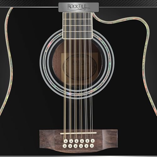 Miniatura 6 de Rocktile Wsd12-50c-Bk Guitarra Western - Dreadnought De 12 Cuerdas Con Cutaway - Tapa De Abeto Y Cuerpo De Caoba - Diapasón De Palisandro - Acabado Gloss - Negro