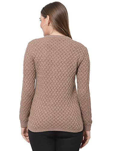 Image of Kalt Women Sweater for Winters Woolen Acrylic Full Sleeve Round Neck Cable Design Cardigan Sweater