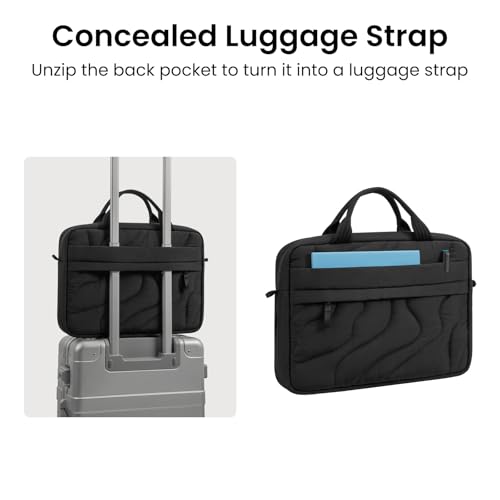 Image of tomtoc 13-14 Inch Protective Puffy Laptop Carrying Bag for Women, Lightweight Laptop Briefcase Fits 14-inch MacBook Pro M5 2025 & Other 13 inch /14 inch Computers, Work Bag Case Handbag with Organized Storage