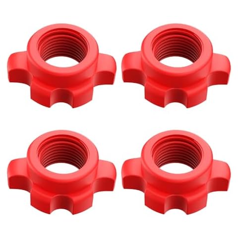 UKEEP Dumbbell Bar Nut, 4 Pcs Barbell Screw, Barbell Collars Fixing Nuts for 3 in 1 Dumbbells Set, Weight Training Red Cover