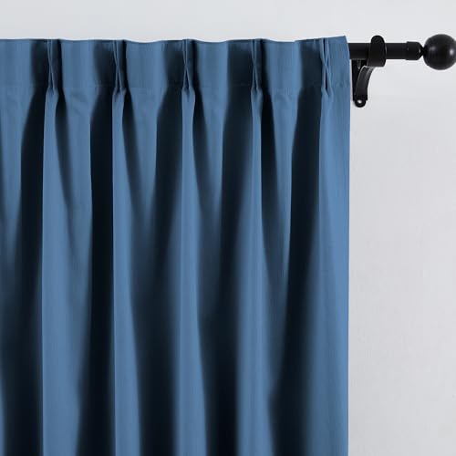 FAPLIGLISY Navy Blue Full Blackout Curtains Pinch Pleated Room Darkening Window Curtains 63 inch for Living Room Bedroom Thermal Insulated Pinch Pleat Drapes with Hooks Back Tab 2 Panel 40" Wx63 L by FAPLIGLISY - Image 8
