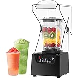 ★LICUADORA COMERCIAL: Nuestra silenciosa licuadora se puede usar como máquina para hacer helados, malteadas, smoothies y triturar hielo. Licua verduras, frutas, frutos secos y cereales, extrayendo rápidamente las vitaminas de estos ingredientes y mezclándolos uniformemente.