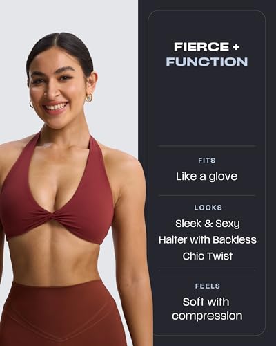 Image of Aoxjox Women's Workout Halter Sport Bras Fitness Rosie Bra Yoga Crop Tank