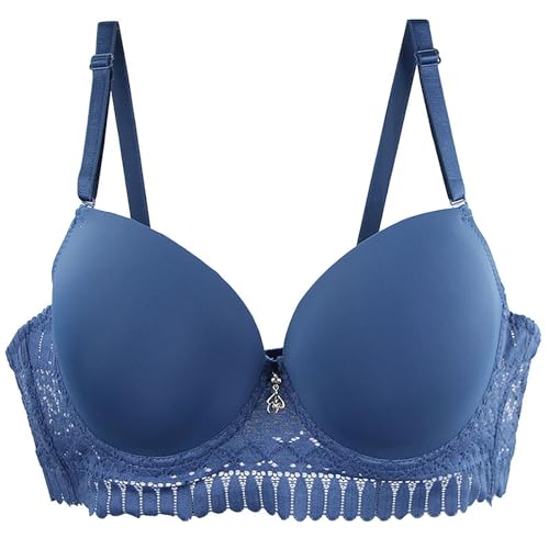 Soutien-gorge pour femme avec armatures grandes tailles ensemble dentelle respirante marine
