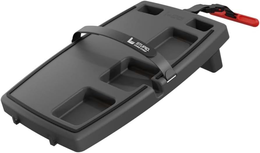 STUPID Car Tray - Classic Car Tray - Ultimate Car Organizer & Mobile Office - Includes 2 Elastic Straps - Quick-Release Seat Anchor - Dark Moon