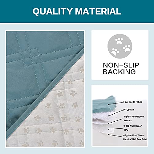 100% Waterproof Recliner Sofa Cover 3 Seat Reclining Couch Cover For 3 Cushion Couch Waterproof Recliner Sofa Protector Cover For Dogs Pets With Non Slip Backing And Strap (Large, Stoneblue) #TOP2