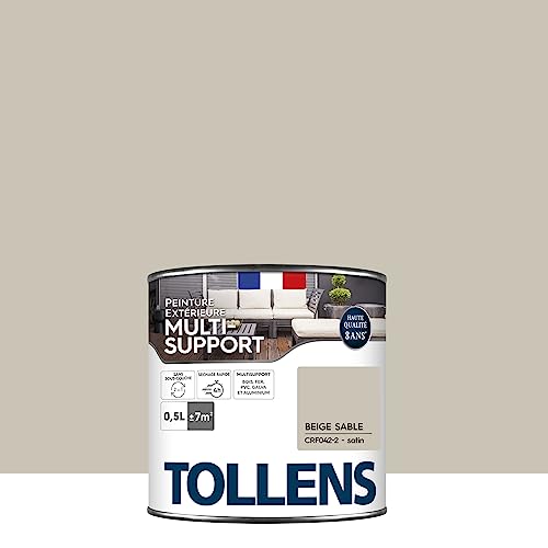 Tollens Peinture extérieure multisupport - Ultra résistante Haute qualité - Satin - Beige Sable - 0,5L = 7m2