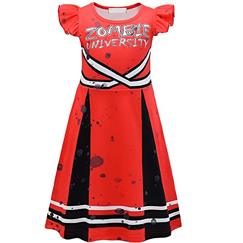 huayuwy Zombie Fearleader Filles Costume Zombie Cheerleader Cospaly Uniforme 3D Effrayant Jeu Enfants Roleplay Cospaly Robe pour Halloween Carnaval Party Cover