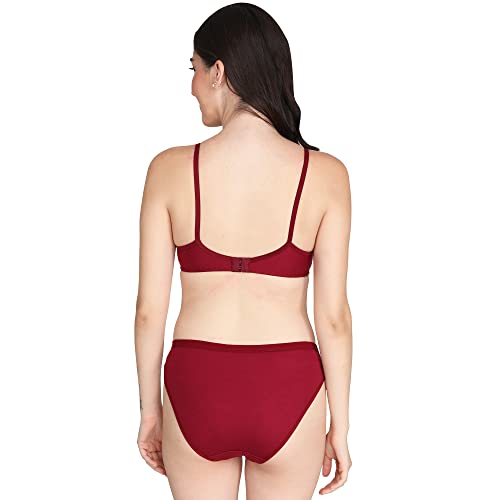 Image of Non Padded Bra Panty Set - Made of Pure Cotton Full Coverage Non Wired Seamless Pushup Soft Cup for T-Shirt Saree Dress Sports Garment for Daily Use Everyday