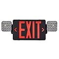 GZRUIYANG Black Housing Exit Sign with Emergency Lights Red, LED Emergency Exit Light with Battery Backup, UL 924 Certified, AC 120/277V, Commercial Emergency Lights Combo for Business - 1 Pack