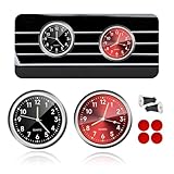 Gasedin 2 PCS Car Clock, Mini Luminous Pointer Clock Stick on Automotive Dashboard, Self Adhesive Round Clocks Watch Universal for Most Vehicles, Decorative Car Accessories (Black+Red)