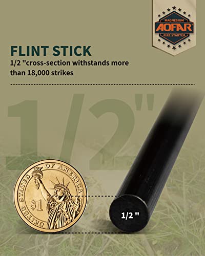 AOFAR-Fire-Starter-AF-376-Ferrocerium-Ferro-Rods-Fire-Starter-Kit-with-Two-Multi-Tool-Fire-Strikers-80dB-Survival-Whistle-Paracord-Lanyard-for-Camping-Hiking-Emergency-Rescue-12-51-Inch