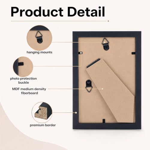 SiliFine 100 Pcs Picture Frame Bulk 5 x 7 Inch Simple Wooden Black Multi Photo Frames Wall Mounting Photo Frame for Wall or Tabletop Display Photos by SiliFine - Used condition - Image 3