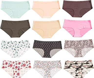 Image of Women Seamless Underwear Invisible Bikini No Show Nylon Spandex Women Panties Printed Assorted Colour Pack of 4