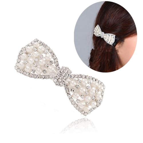 Pinza para el cabello Dorytop modelo DTZJ004 con diseño de lazo y perlas color plateado miniatura 5