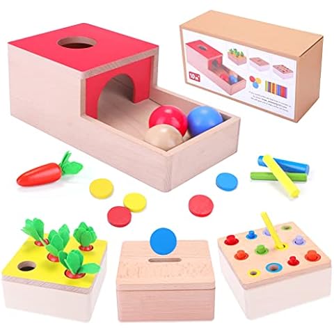 LZDMY Baby Toys for 12 Months Wooden Multi Activity Cube Montessori Toy for 1 2 3 Years Old Girls Boys Preschool Educational Toys 4 in 1 Interactive Toy Sorting Game, Toddlers Birthday Easter Gifts Cover
