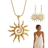 ARYIMYDP Set Sole Collana e Orecchini, Collana Sole Donna, Orecchini Sole, Set Gioielli Dorato, Bigiotteria Acciaio Inox, per Regalo Decorazione Stile Quotidiano, Gioielli Donna