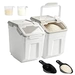 Saim 2 Pack 50lb Flour & Rice Storage Container, Rice Bucket (Grey)