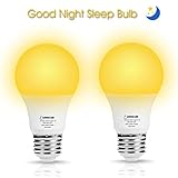 LED No Blue Light Bulbs, LOHAS A19 Sleep Aid Night Bulb, Dimmable 40 Watt Equivalent E26 Base LED Decorative Lighting, 6W LED 2500K Amber Yellow Light Bulb for Porch, Bedroom, Christmas, 2 Pack