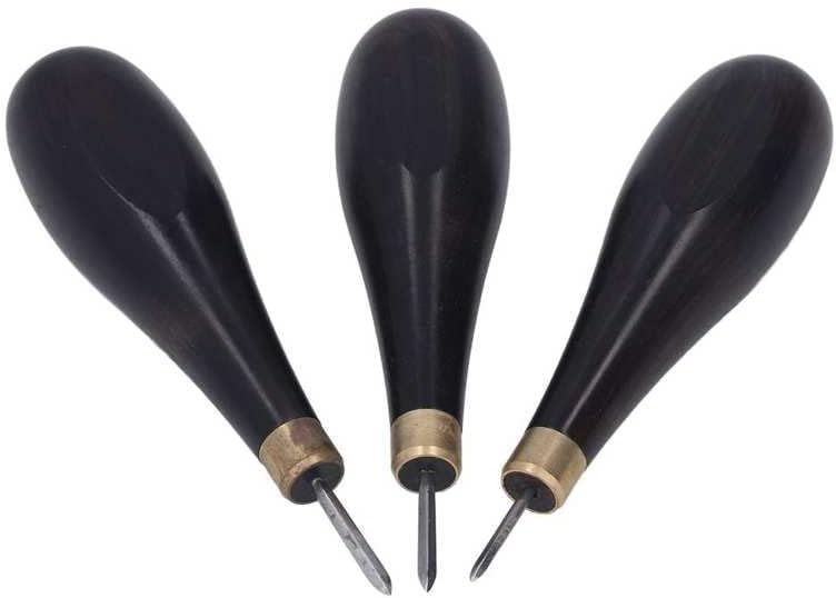 Sandalwood Stitching Awl Leather Craft Sewing Awl Red Sandalwood Handle for Sewing for DIY Leather