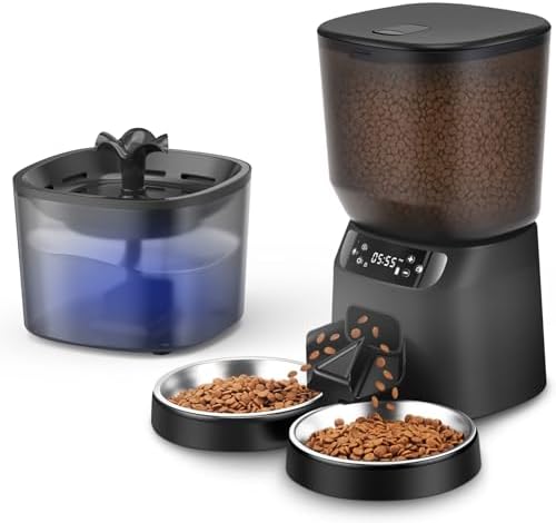 Automatic Cat Feeder and Water Dispenser Set — shown in a real home setting for scale