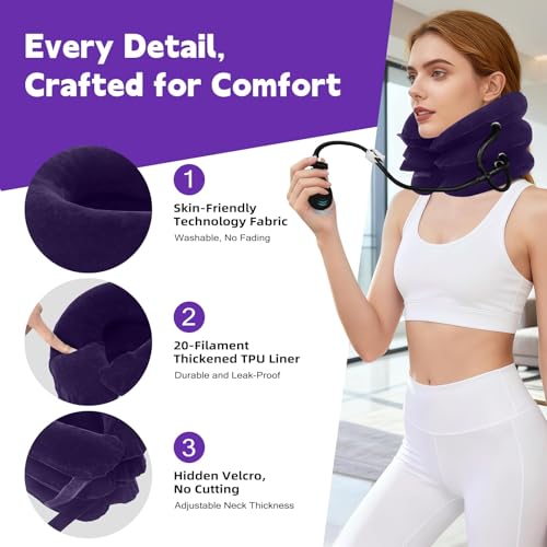 Image of Neck Stretcher,Inflatable Cervical Traction Neck Device,Neck Relief Tool,Adjustable Cervical Brace, Home Use Cervical Brace for Neck Decompression