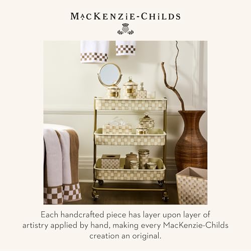 Image of MACKENZIE-CHILDS Glass Soap Pump, Brown-and-White Mocha Check