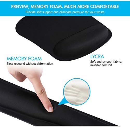 Keyboard Mouse Wrist Rest, GIM Keyboard Wrist Support Mouse Mat Set Memory Foam Ergonomic Wrist Pad Wrist Cushion Anti-Slip for Gaming Computer Notebook Home Office (Lycra)