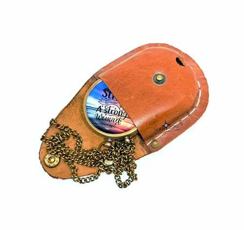 Brújula de Latón M.A & SONS con Estuche de Cuero – Mensaje Inspirador 'Soy Fuerte Porque Una Mujer Fuerte Me Crió' – Regalo para Hijo, Hija, Graduación o Día de la Madre miniatura 6