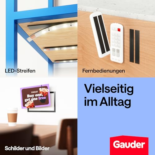 GAUDER Typ A + B Magnetband stark selbstklebend I Magnetstreifen | Magnetband für Fliegengitter & Vorhänge (5 m + 5 m)