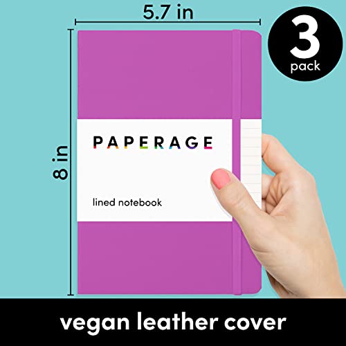 PAPERAGE Lined Journal Notebooks, 3 Pack, (Marigold, Raspberry, Mint), 160 Pages, Medium 5.7 inches x 8 inches - 100 GSM Thick Paper, Hardcover - Image 3