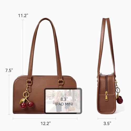 Image of BOSTANTEN Shoulder Bag with Cherry Charm Vegan Leather Purse for Women