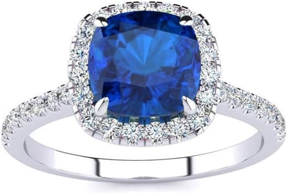 2CT Gemstone Ring for Engagement 925 Sterling Silver 7mm Cushion Cut Birthstone Ring for Valentine's Day Mother's Day