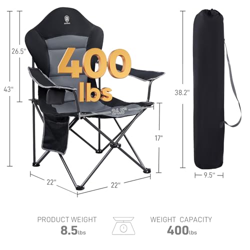 EVER ADVANCED Camping Chairs, Lawn Chairs Outdoor Sports Chairs, Folding Chair Camping Chairs for Adults, Supports 400lbs - Image 4