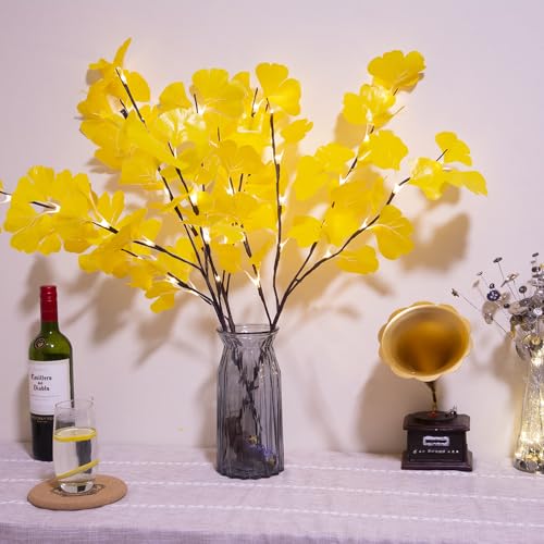 Image of Ulalaza 27.5'' 2 Branches 40 LED Bulbs Twig Lamp Battery Operated LED Lighted Willow Branches Vase Fillers Use for Christmas Home Party Decoration Indoor Outdoor