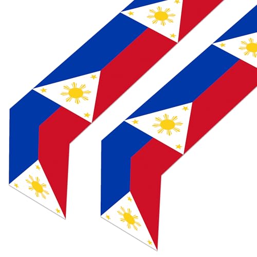 CupaPlay 2Ct Philippines Filipino Party Table Runner-Carnival Themed Birthday Party Supplies Decoration National Day Country Tablecloth Decor Independence Day Celebrations Patriotic Table Cloth