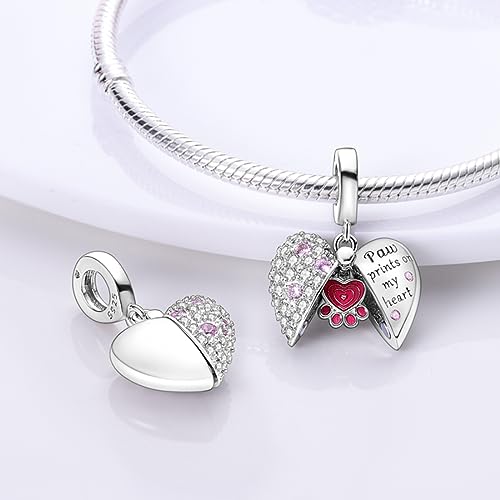 Abalorio de plata de ley de corazón con huella que representa tu amor eterno 4